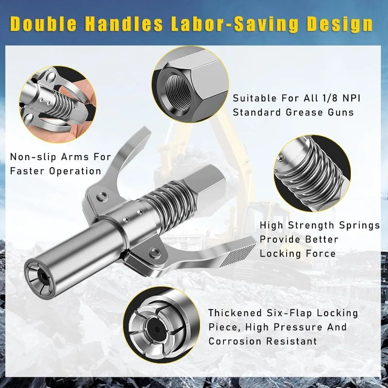 Manual Grease Pump Mini Grease Gun Coupler 10000PSI Syringe Lubrication Nozzle Oil Pump Filling  - Automotive LED Light