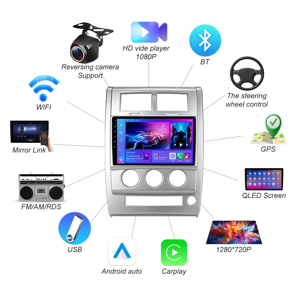 Android 16 For Jeep Liberty 2 Kk 2007-2012 Cherokee 4 Kk 2007-2014 Car Radio Multimedia Vi | AUTOKITSHOP