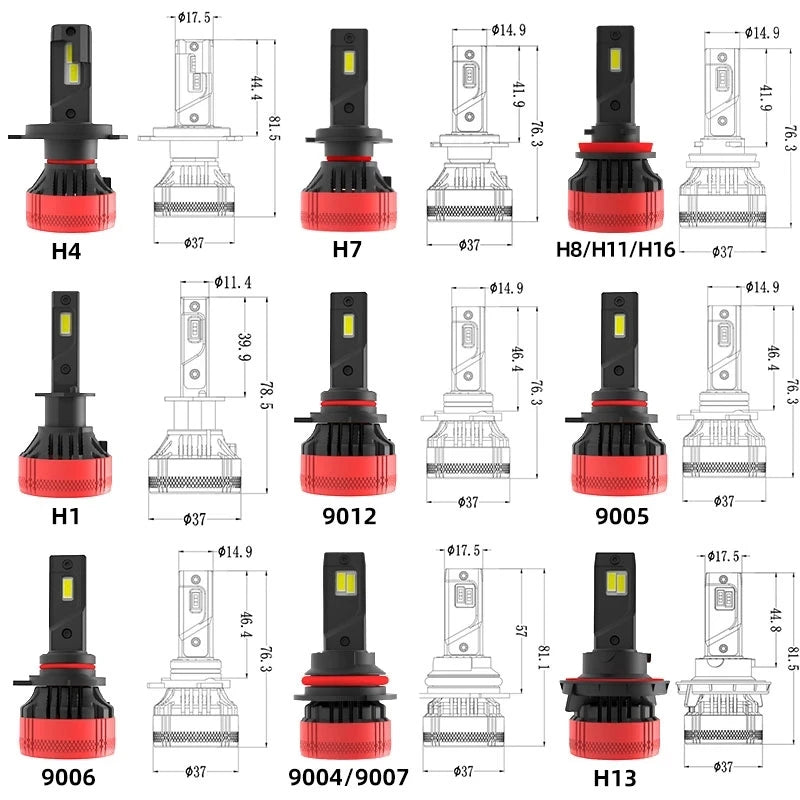F5 LED Headlight Bulb H7 H11 H8 880 881 H1 9012 H3 9005 9006 LED Bulbs LED H7 Headlight