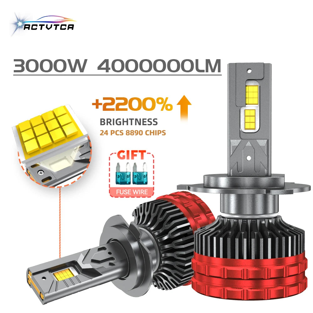 ACTVTCA H4 H7 LED CANBUS H11 H1 9005 HB3 9006 HB4 9007 9008 9012 LED Headlights 3000W High