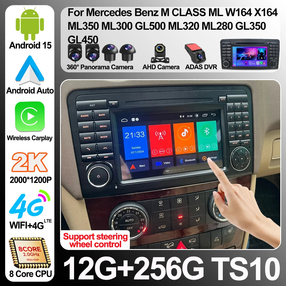 Android 16 For Mercedes Benz M Class Ml W164 X164 Ml350 Ml300 Gl500 Ml320 Ml280 Gl350 Gl45 | AUTOKITSHOP