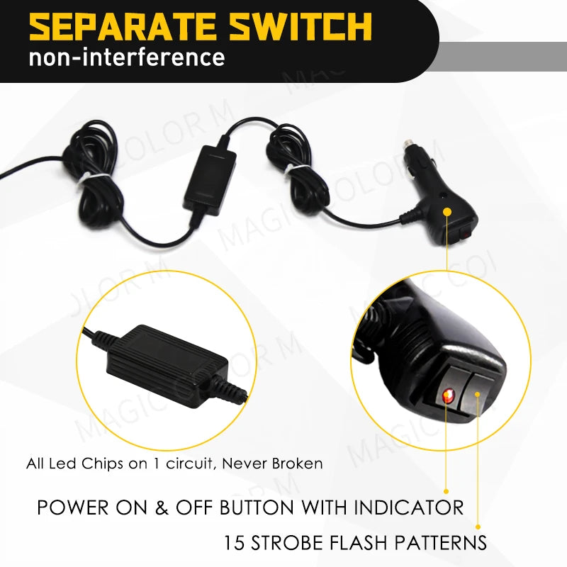 96 LED Car Strobe Light Emergency Flash Warning Lamp 2-in-1 3030 SMD Windshield Bar Auto T | AUTOKITSHOP