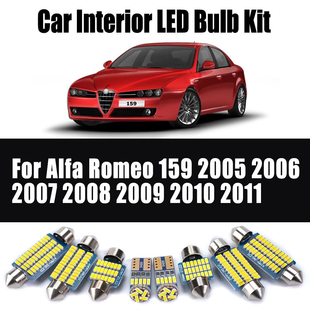 15-Piece LED Interior Light Kit for Alfa Romeo 159 2005-2011 - Canbus Dome Map Door Trunk Bulbs | AUTOKITSHOP