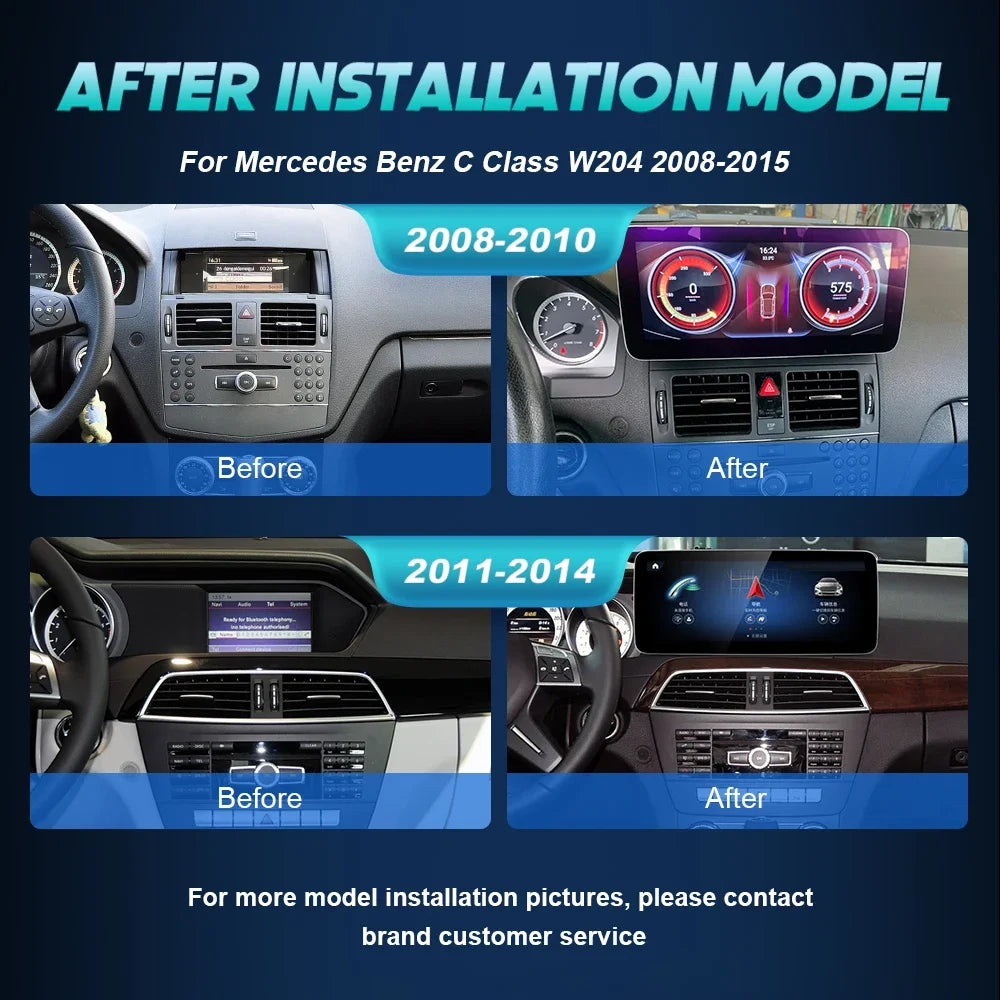 Qualcomm Wireless Carplay Android 14 For Mercedes Benz C Class W204 2007-2015 Car Multimed