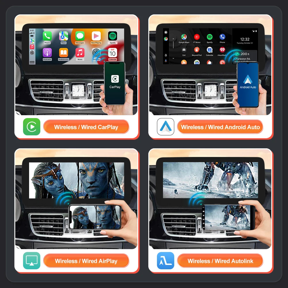 Wireless CarPlay Android Auto Car Multimedia Screen for Mercedes Benz E Class W212 2009-20 | AUTOKITSHOP