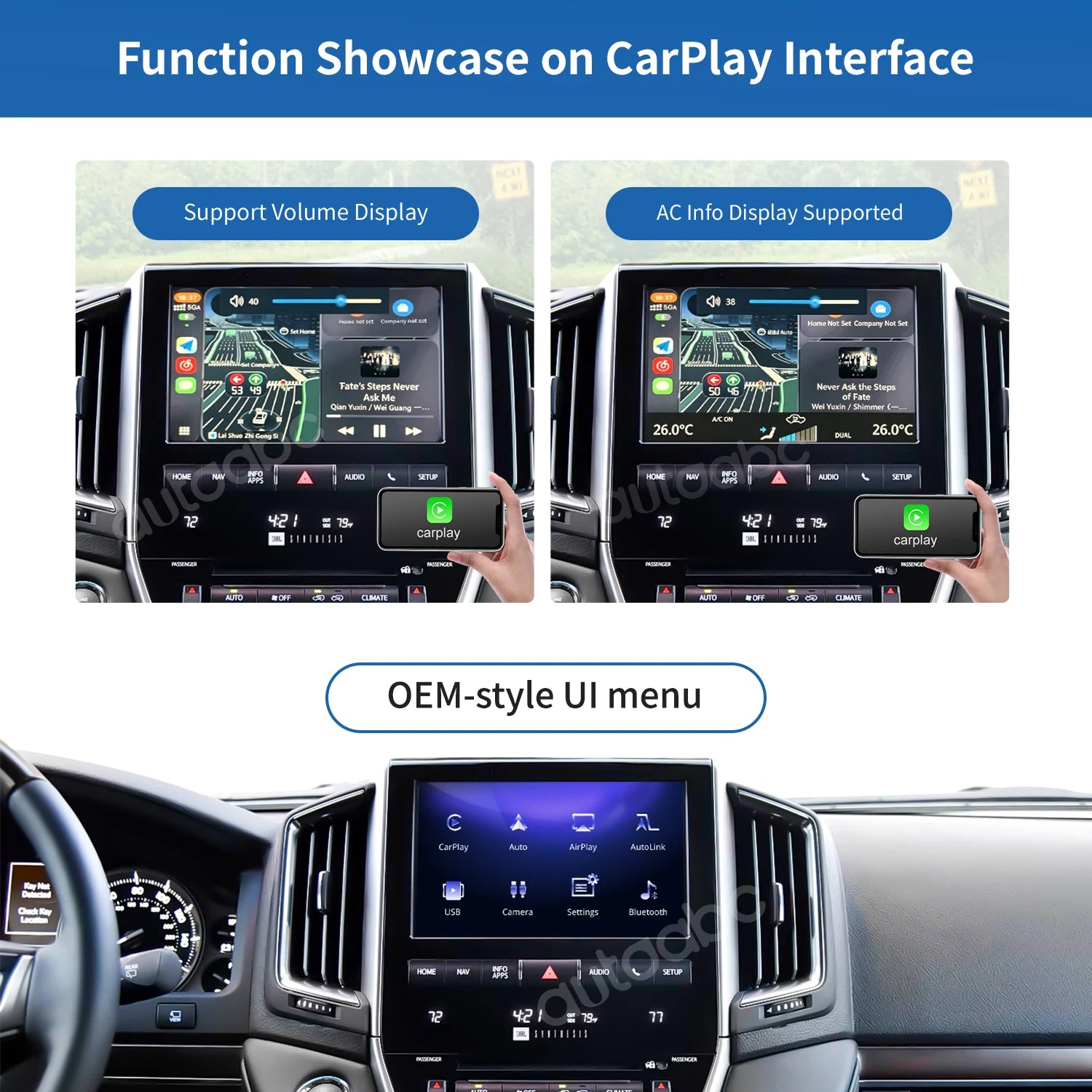 Wireless Apple CarPlay Android Auto Interface For Toyota Land Cruiser 200 LC200 2016-2020  | AUTOKITSHOP
