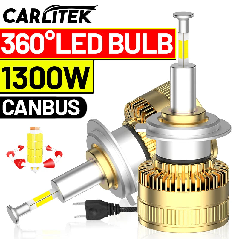 H7 LED CANBUS 360 for Projector Lenses 1300W H11 H1 H4 LED H8 H9 Headlight Bulb HB3 9005 H