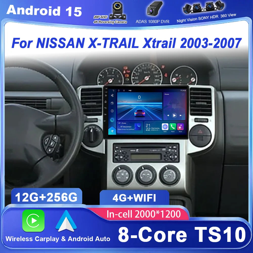 Android 15 Radio Multimidia Player For NISSAN X-TRAIL Xtrail 2003-2007 Auto GPS Navigation
