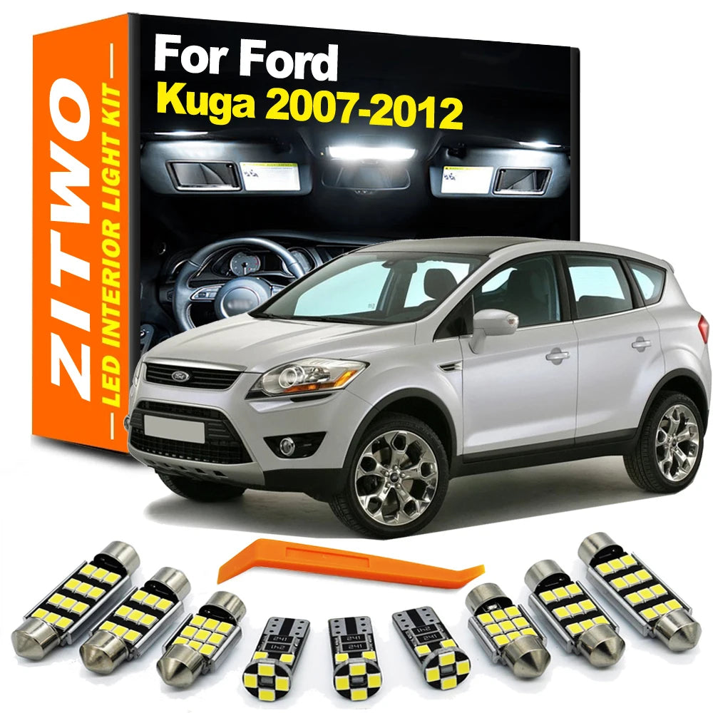 ZITWO 13Pcs For Ford Kuga 2007 2008 2009 2010 2011 2012 Car LED Interior Map Dome Reading Luggage Light Bulb Kit Accessories