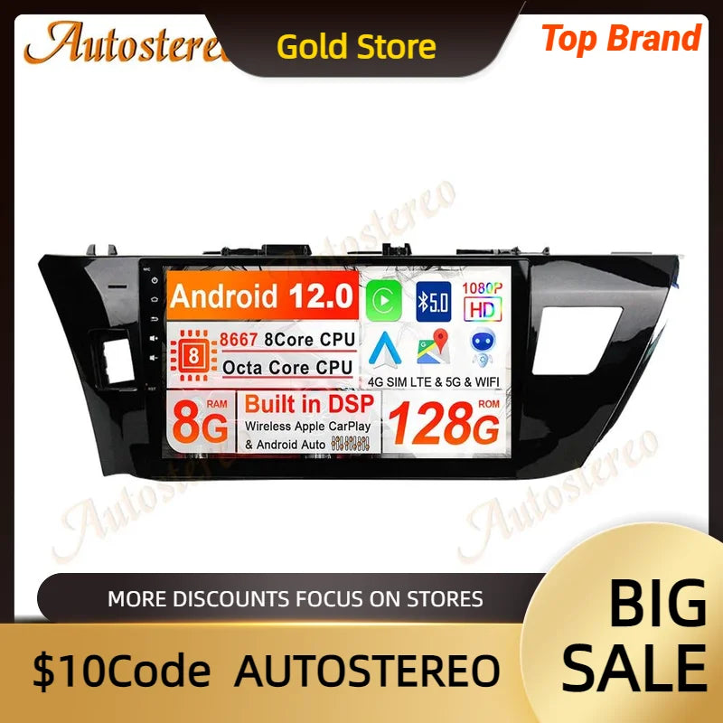 Car Media Player Android 13 Carplay Multimedia Player GPS Navigation For Toyota Corolla 20