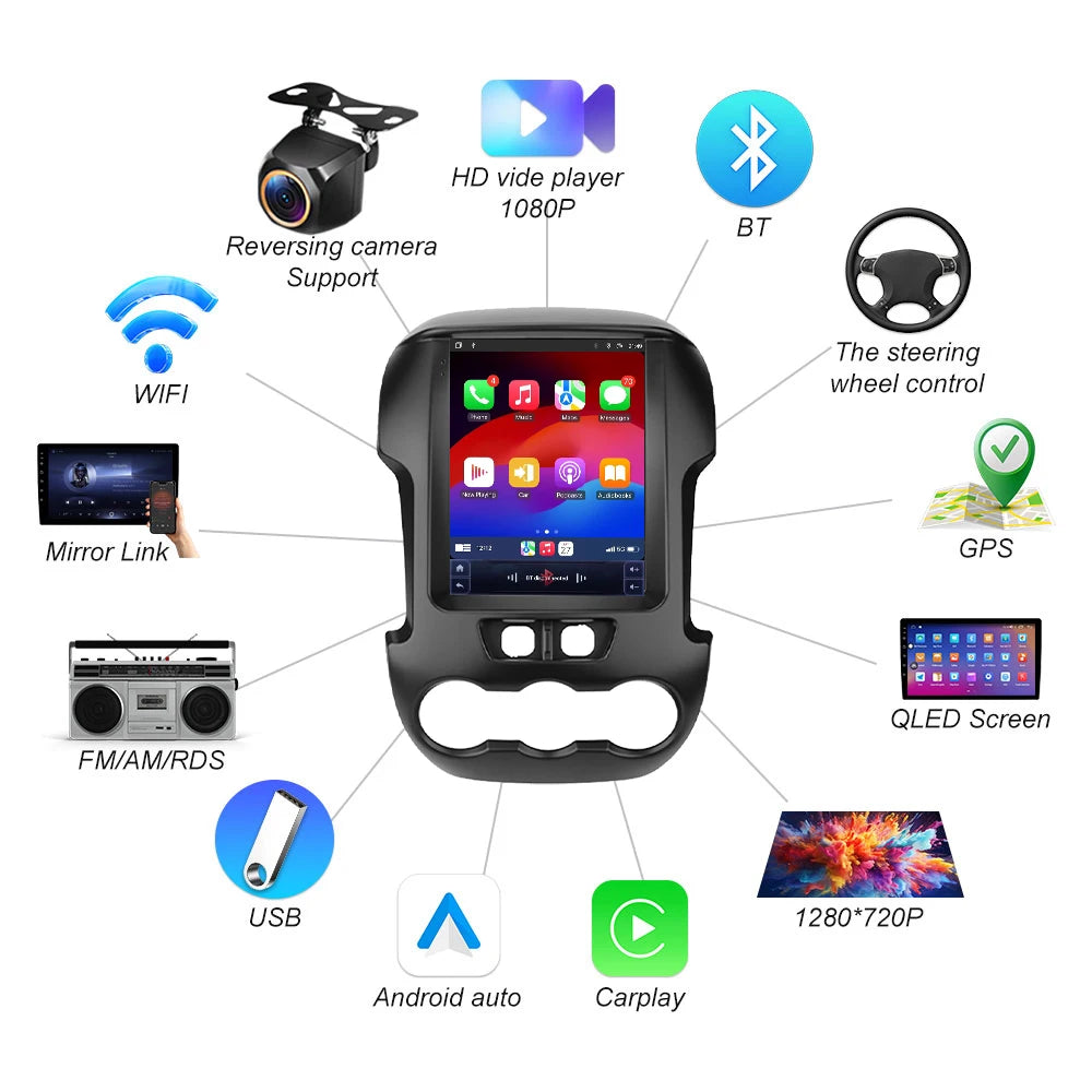 9.7 Inch Android 16 For Ford Ranger 2012 2013 2014 2015 Car Radio Stereo Auto Carplay Gps  | AUTOKITSHOP