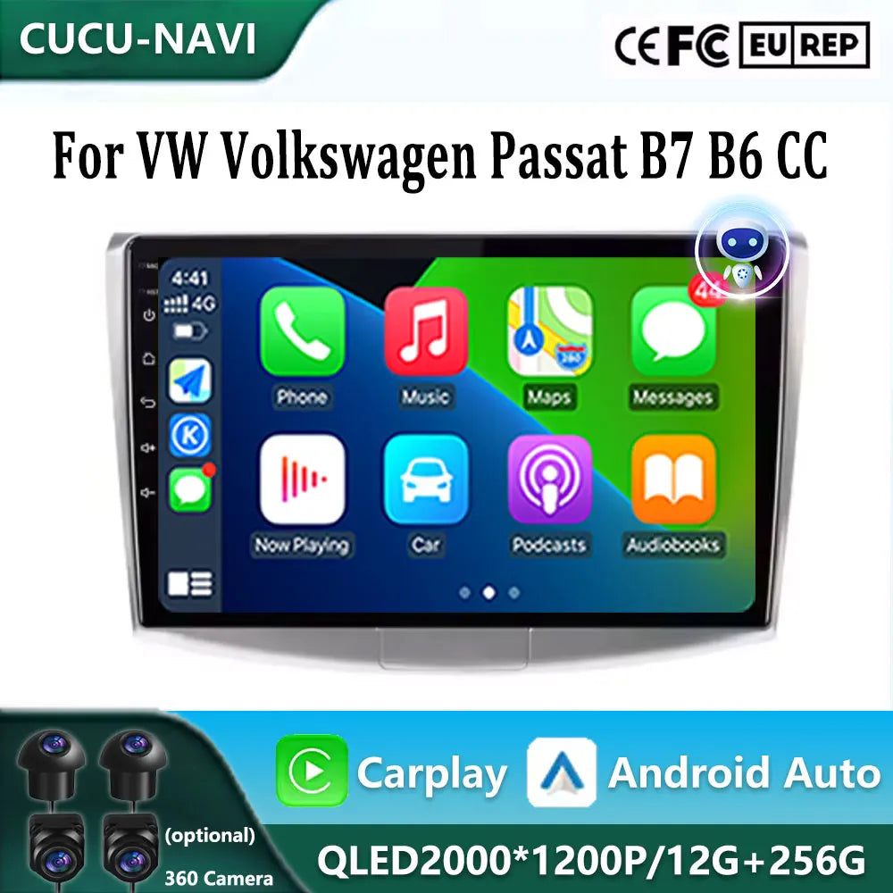 Android 16 For VW Volkswagen Passat B7 B6 CC Player Autoradio Navigation Carplay No 2Din D | AUTOKITSHOP