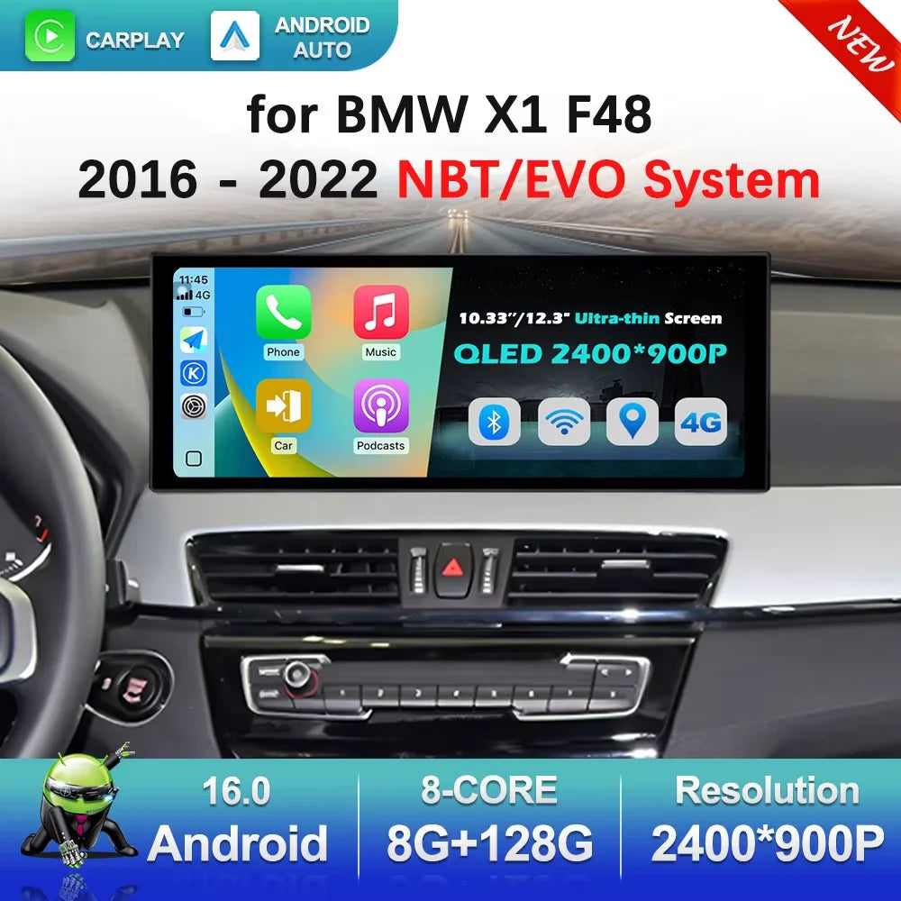 Navigation GPS Wireless Carplay Android 16 for BMW X1 F48 2016 - 2022 NBT/EVO System Car V