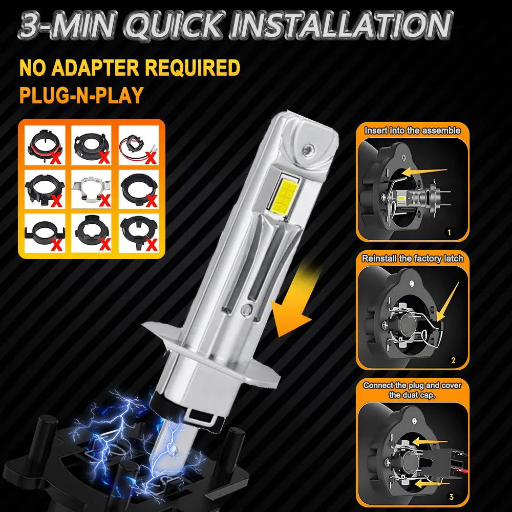H1 LED Headlight Bulb Mini 8054 CSP for Car Headlamp H1 Fanless Light Auto Diode Fog Lamps