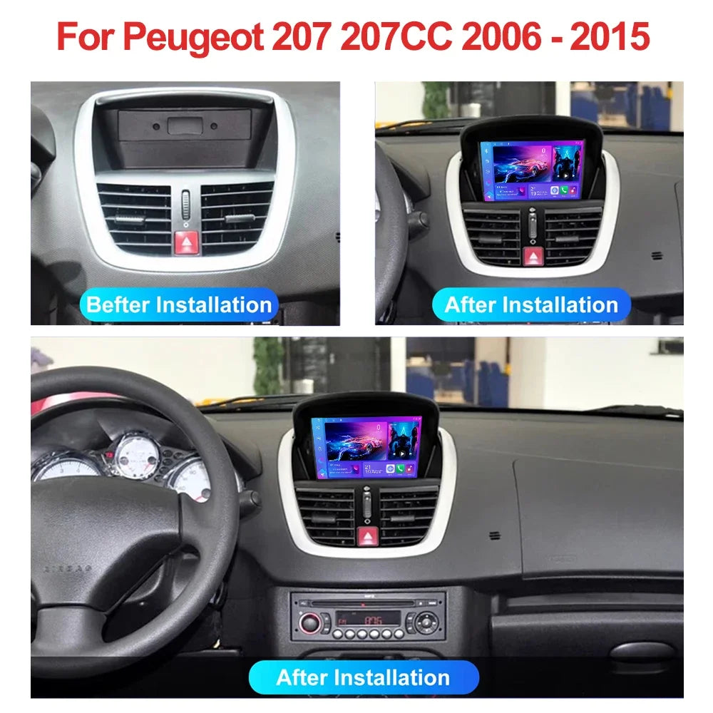 7 " Car Radio For Peugeot 207 207CC 2006 - 2015 Android 16 wireless CarPlay Auto intellige