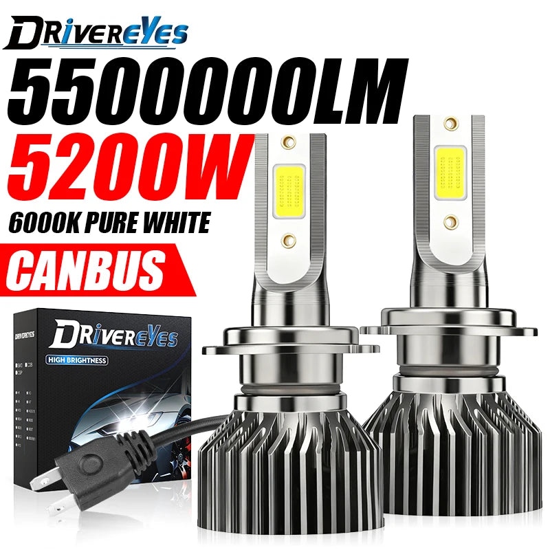 5200W H7 H4 H11 Led Headlight Canbus H1 H8 H9 H11 9005 HB3 9006 HB4 9012 Bulb 5500000LM Ca