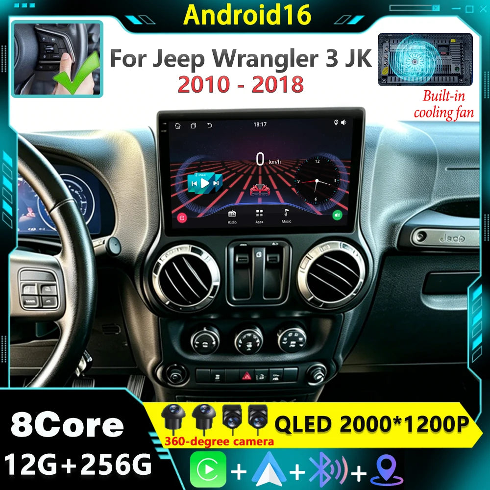 For Jeep Wrangler 3 JK 2010 - 2018 LHD RHD Android 16 Car Radio Player Multimedia Navigati