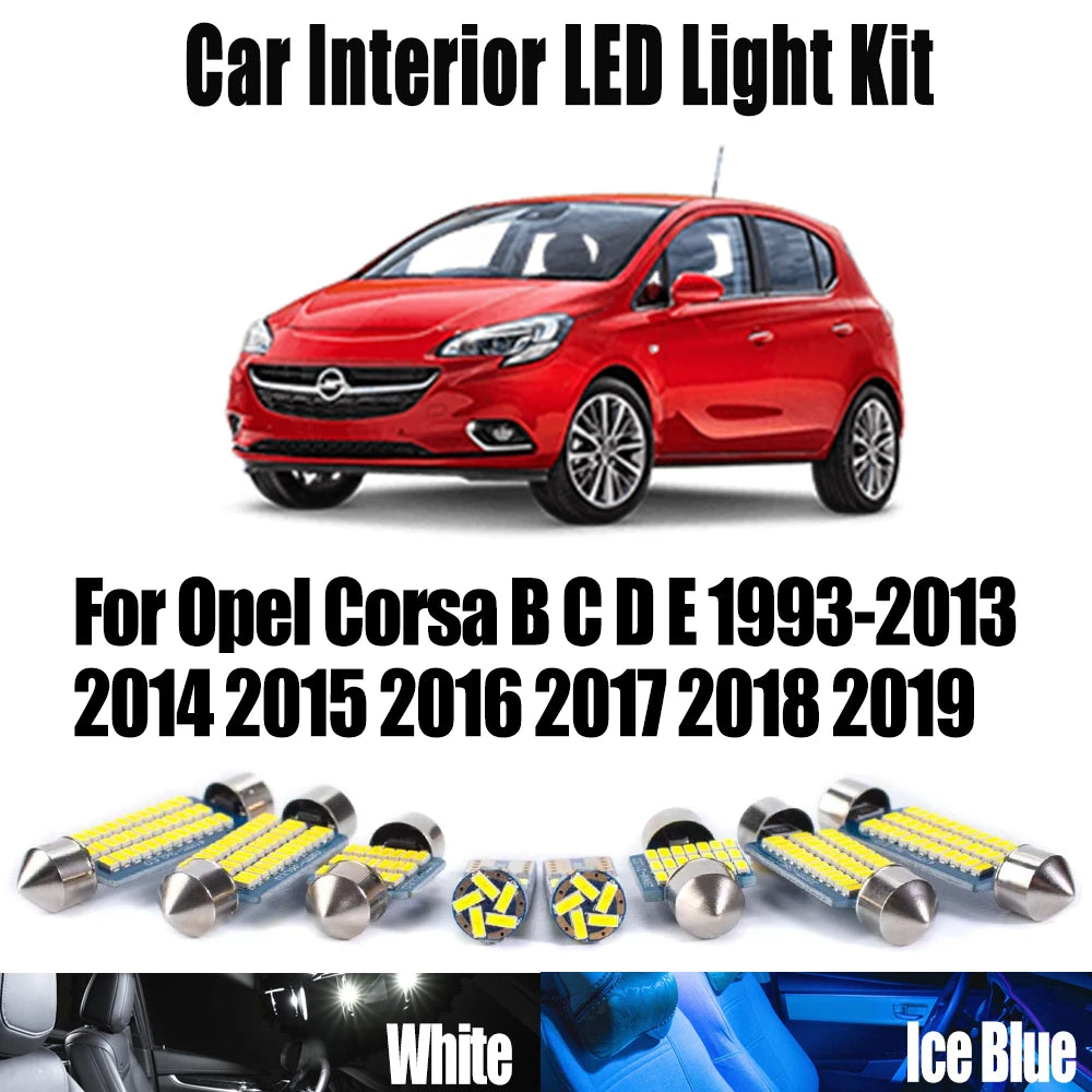 LED Interior Light Kit for Opel Corsa B C D E 1993- 2014 - Canbus Dome Map Door Trunk Bulbs | AUTOKITSHOP