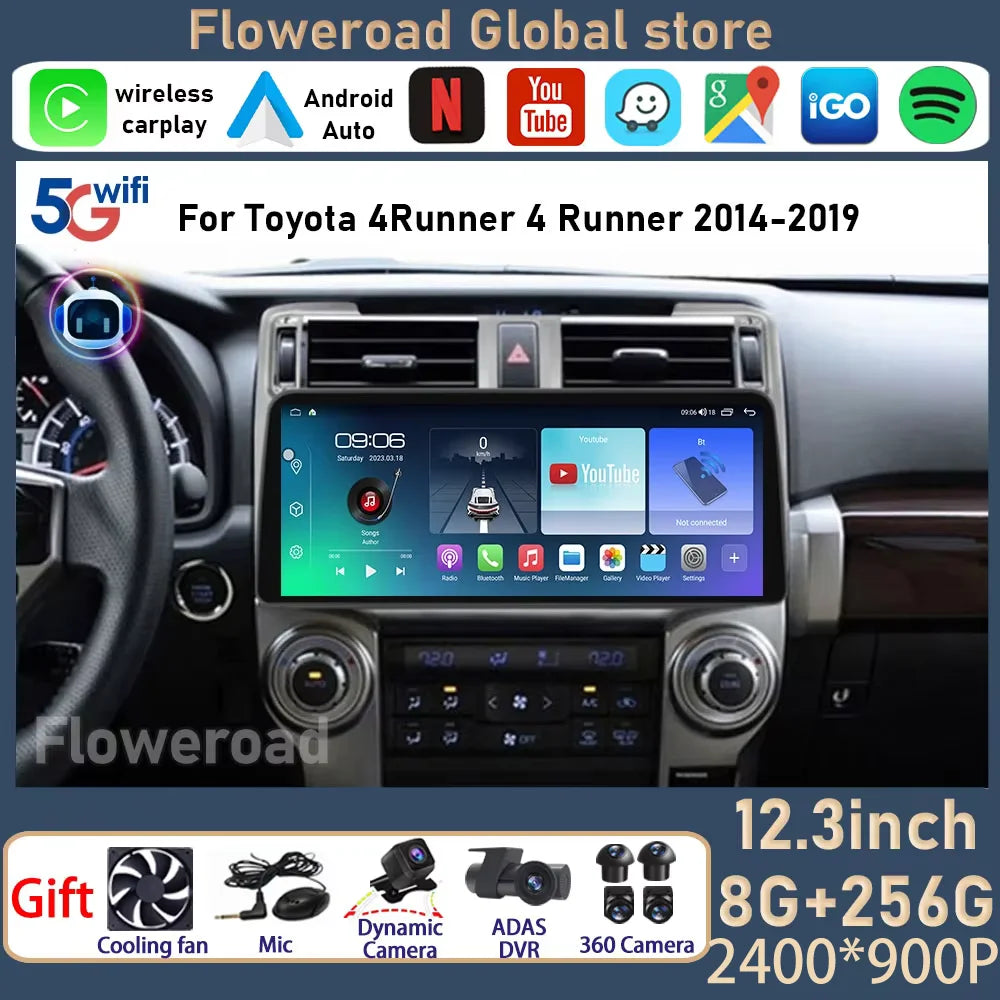 For Toyota 4Runner 4 Runner 2014 - 2019 8G 256G Android 15 Car Radio Car Multimedia Player | AUTOKITSHOP