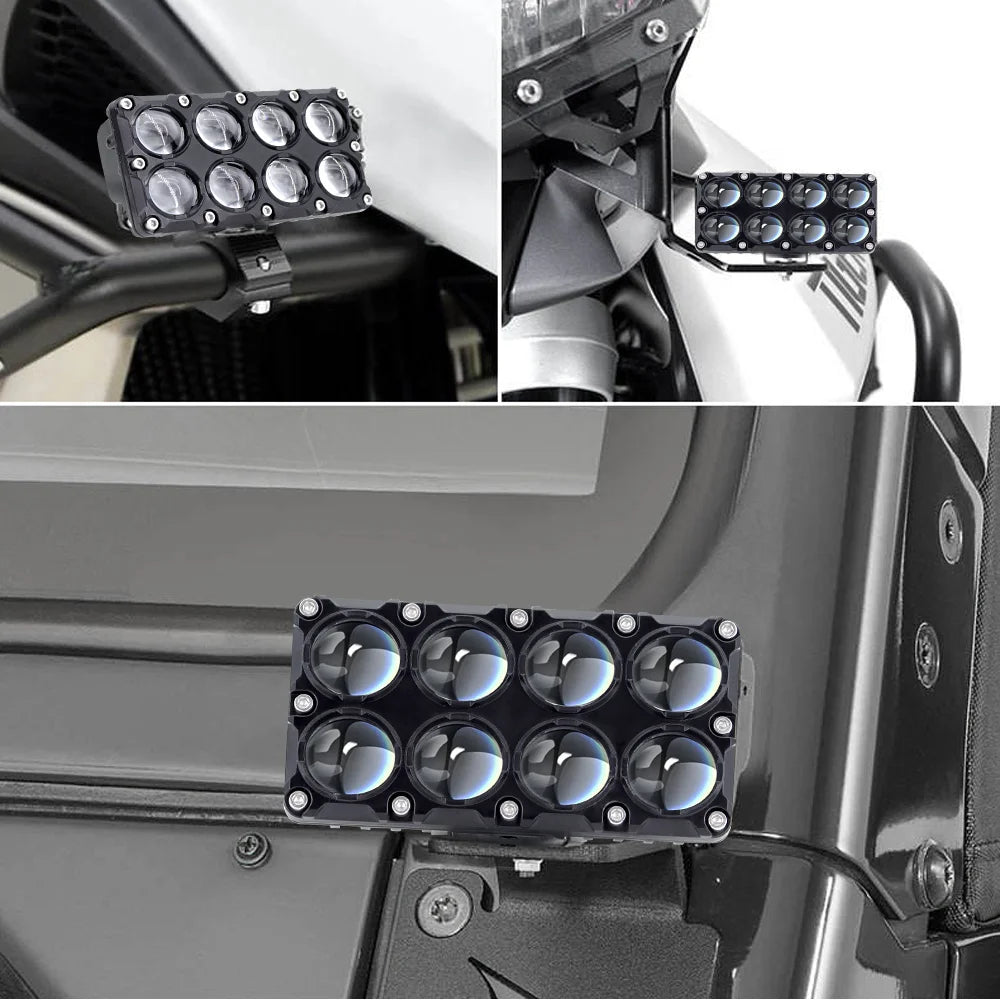 6/8/10 Lens Auxiliary Motorcycle Spotlight Working Fog lights Bulb Projector Headlight Add