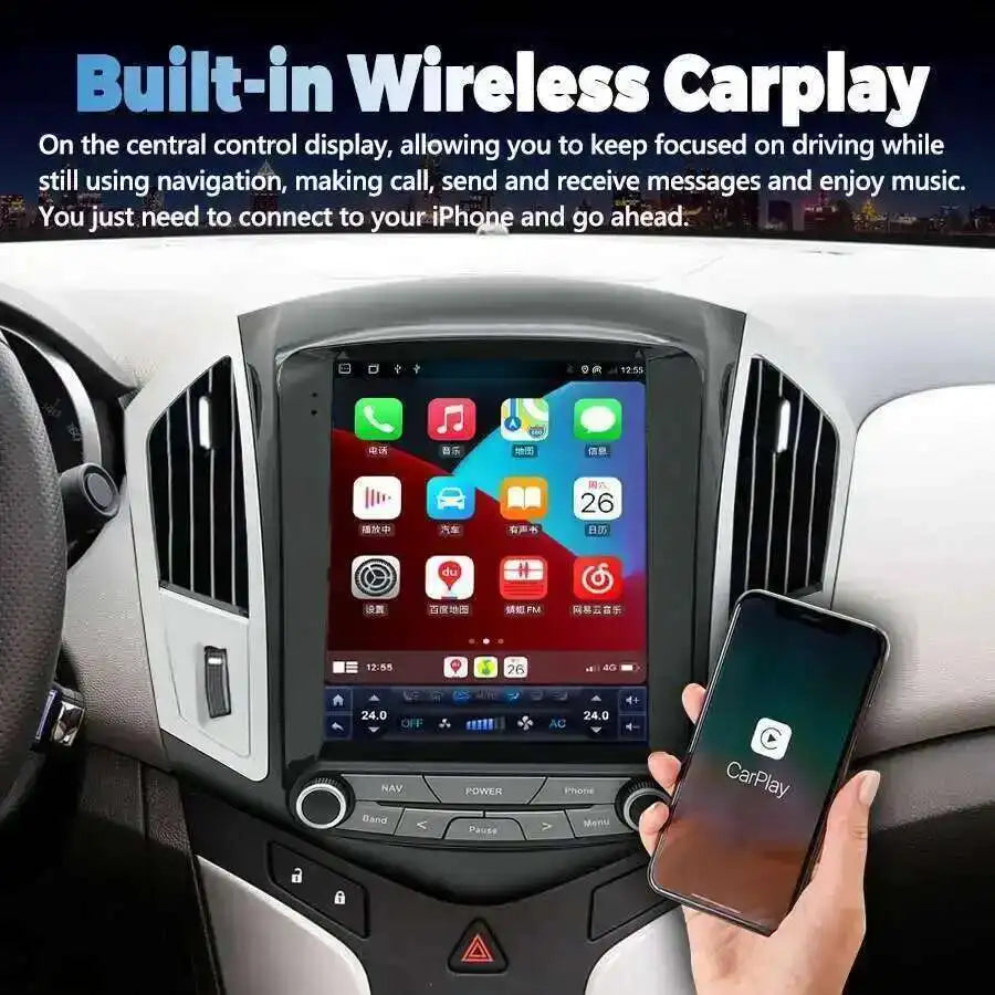 Android 14 DSP Carplay 2K Vertical Screen For Chevrolet Cruze 2012 2015 Car GPS Multimedia
