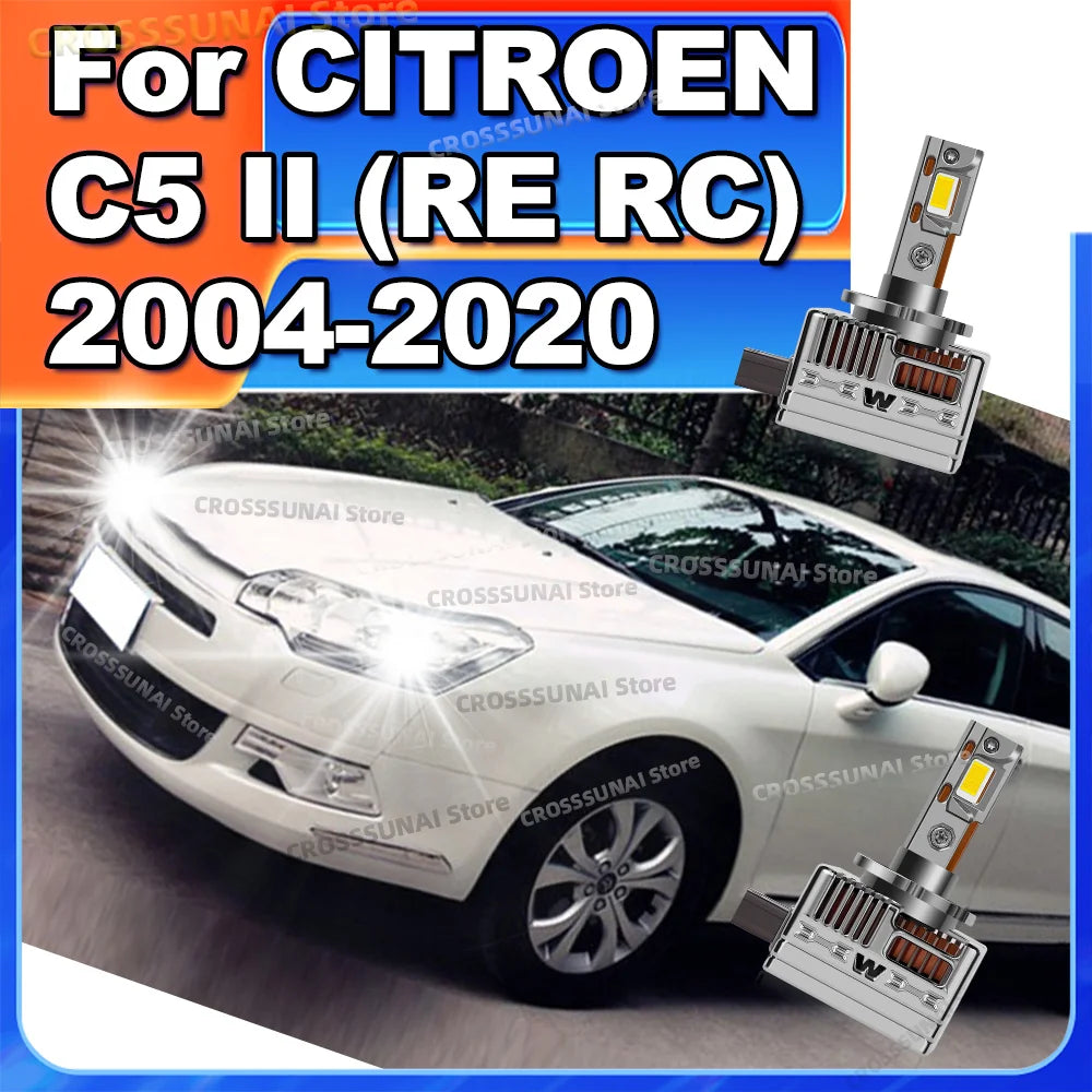 Turbo LED Headlight 6000K 50000LM Xenon Replacement Bulbs For CITROEN C5 II RE RC 2004-202