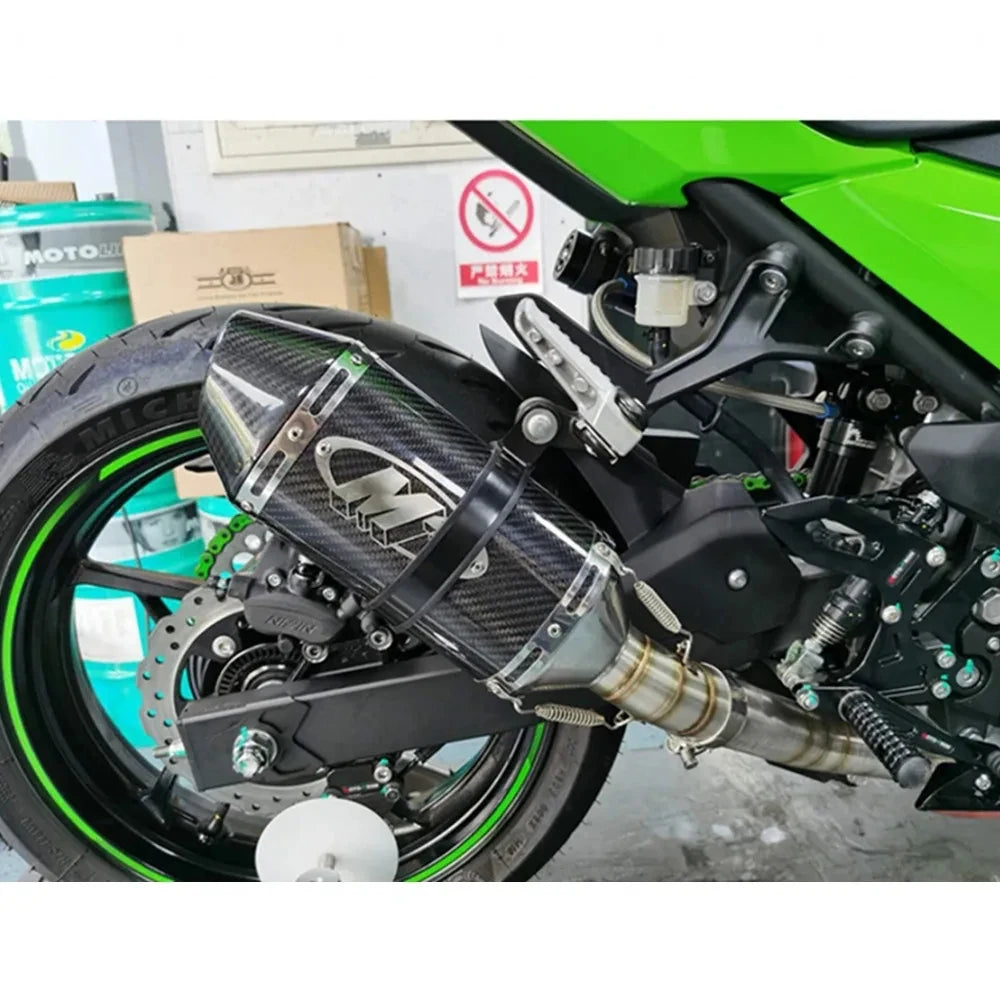 51mm Motorcycle Exhaust M4 Modified Muffler Carbon Fiber Escape Moto Pipe 300CC  for Honda Z1000 Z900 MT09 - Automotive