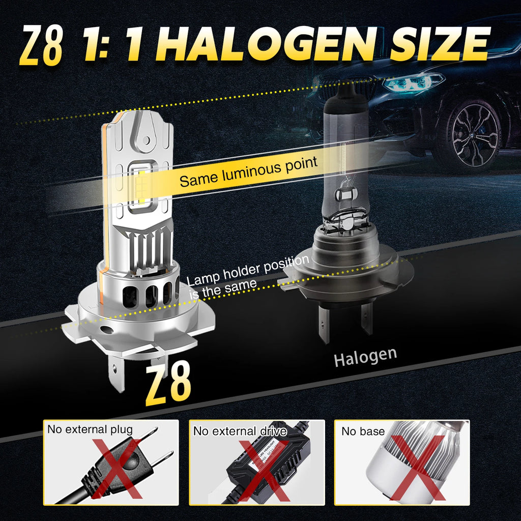 H4 H7 LED Upgraded Headlight 1000000LM 800% Brightness Headlamp CANBUS With Fan 1:1 Haloge
