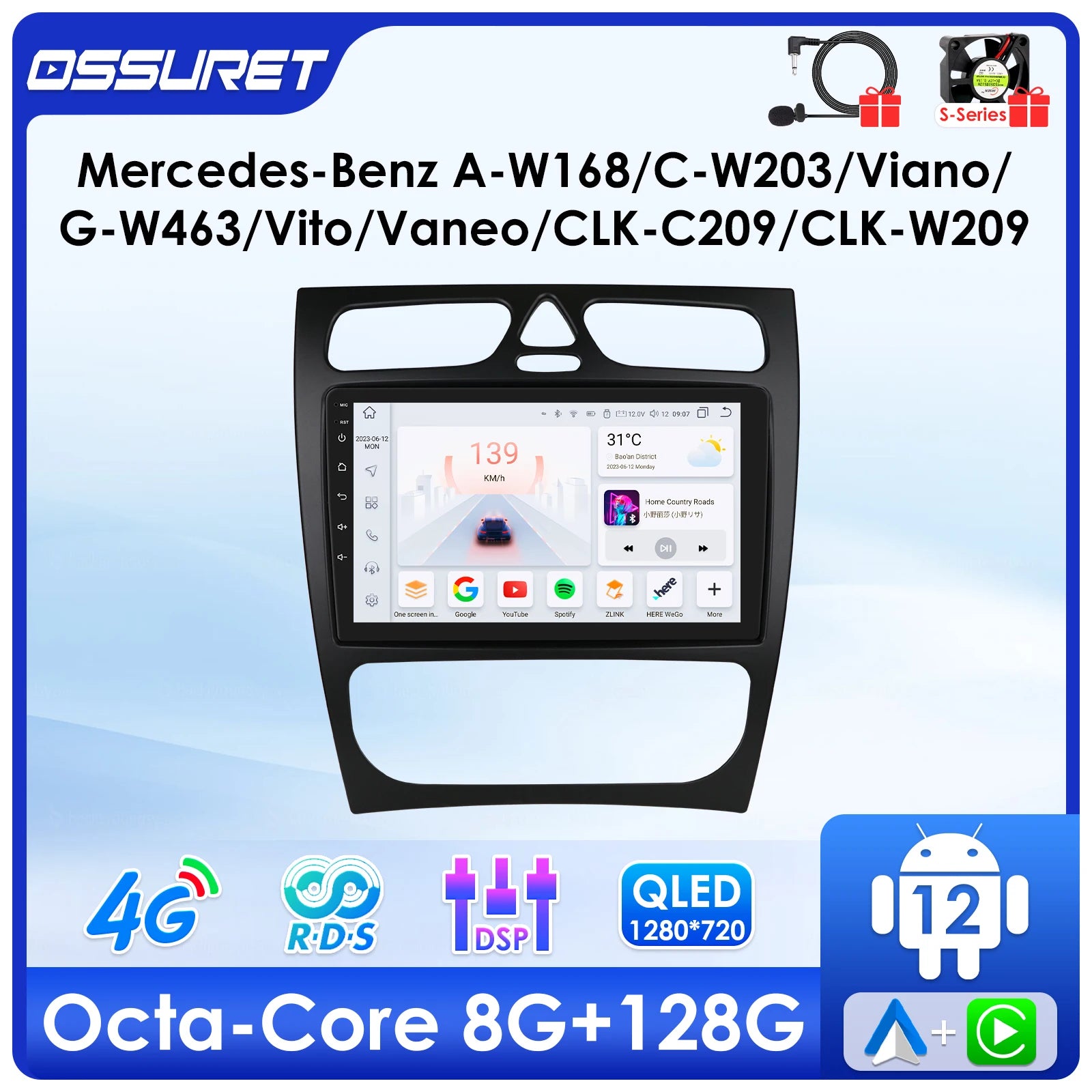 4G Android Auto Car radio For Mercedes Benz C W203 A W168 G W463 C CLK W209 Multimedia Pla