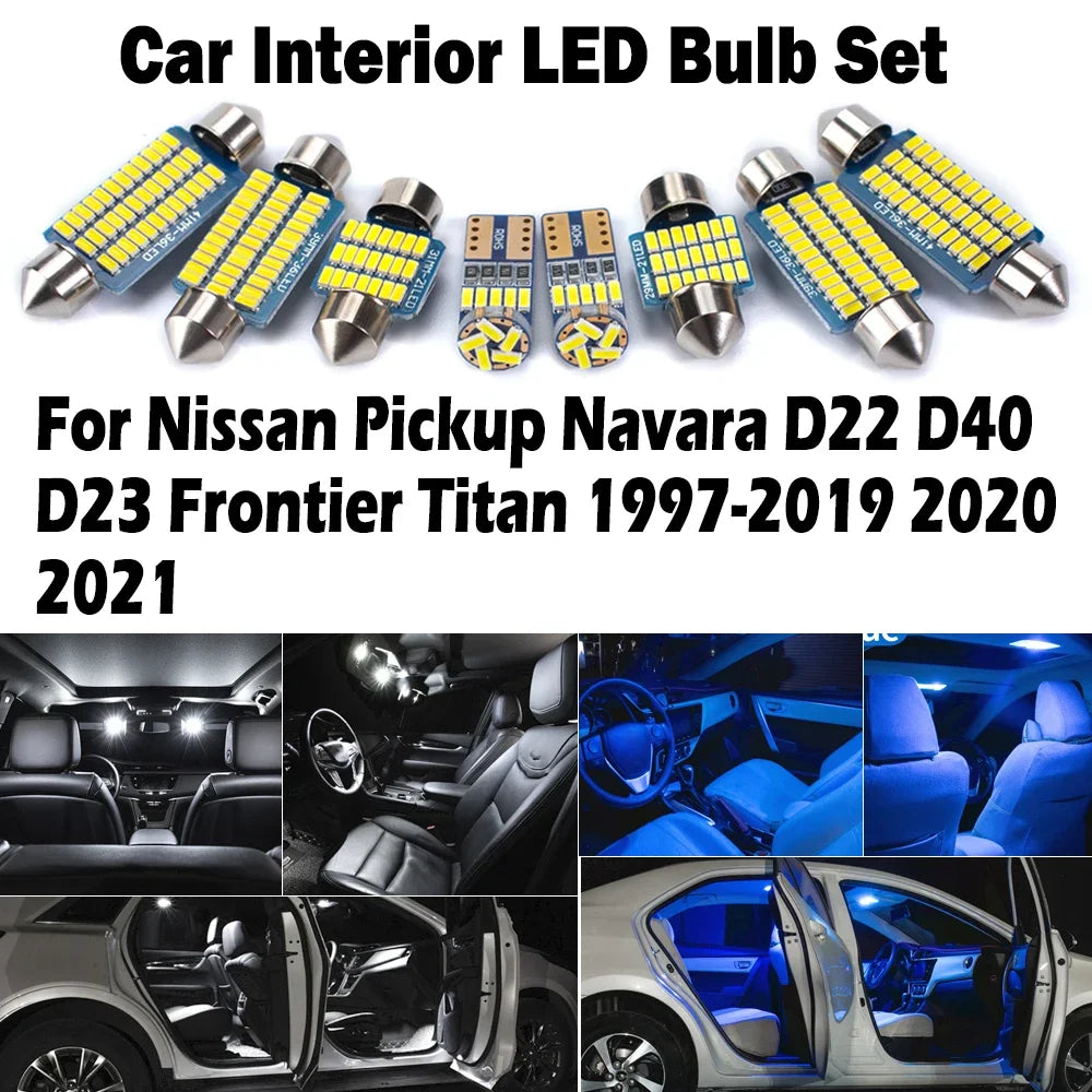 LED Interior Light Kit for Nissan Pickup Navara D22 D40 D23 Frontier Titan 1997-2019 - Canbus Dome Map Door Trunk Bul...