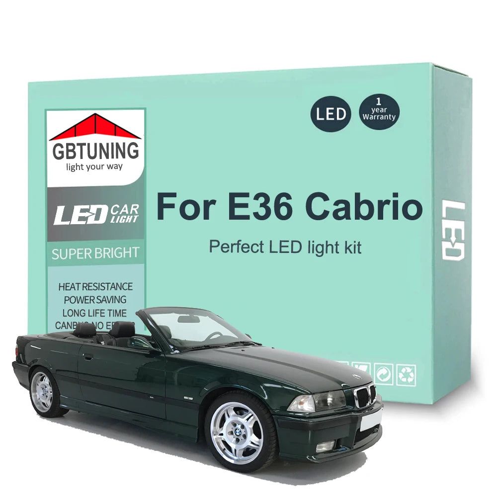 12-Piece LED Interior Light Kit for BMW 3 Series E36 Convertible Cabrio 1993-1999 - Canbus Dome Map Door Trunk Bulbs ...