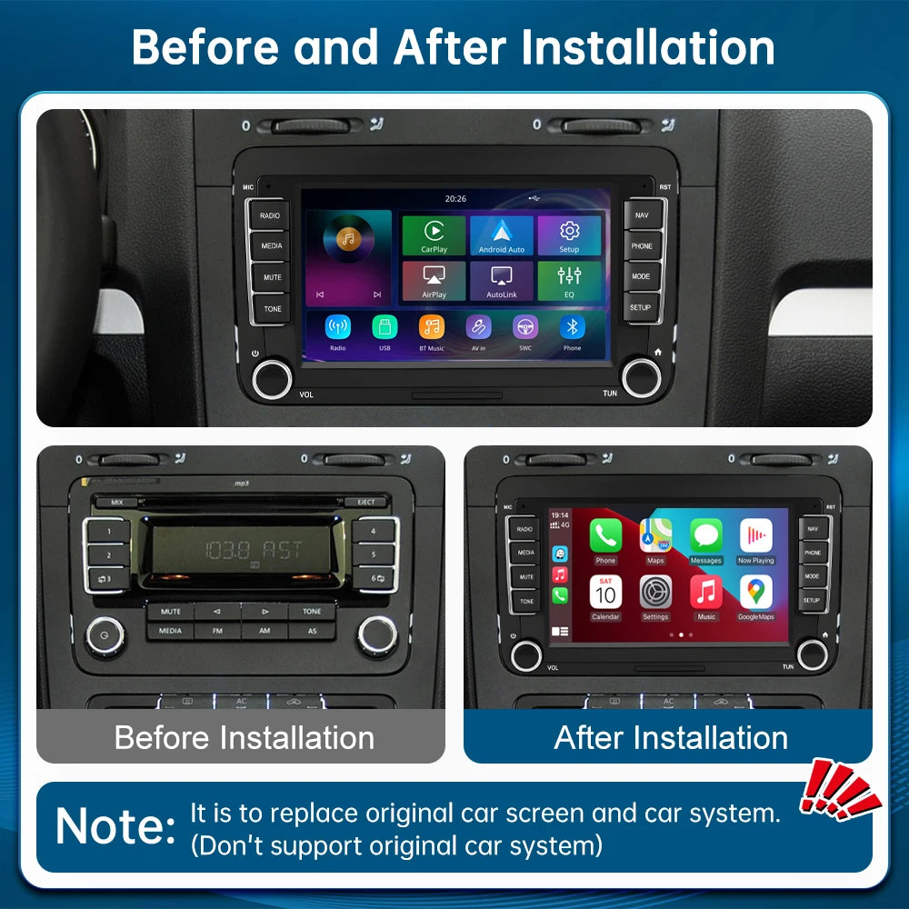 7" Linux Screen Car Radio Multimedia Display For Volkswagen/Seat/Skoda/Passat/Golf with Wi | AUTOKITSHOP
