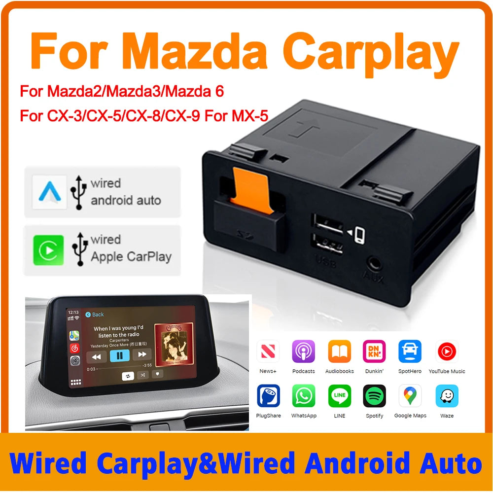 Upgrade P2 Apple CarPlay Android Auto USB Adapter Hub OEM Retrofit For Mazda 2 3 6 CX30 CX