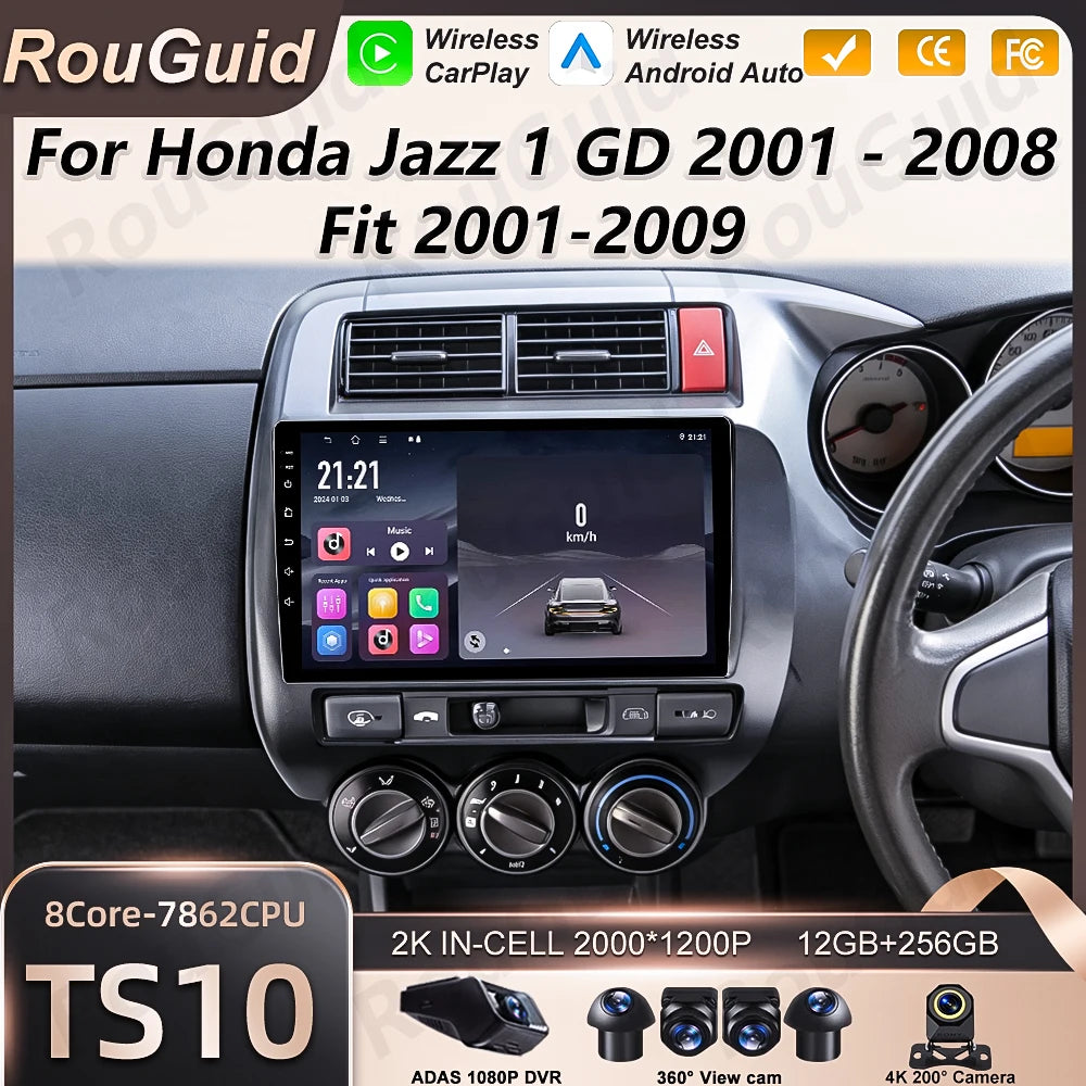 Car Radio Android 16 For Honda Fit Jazz City 2002 2003 2004 2005 2006 2007 Carplay Multime | AUTOKITSHOP