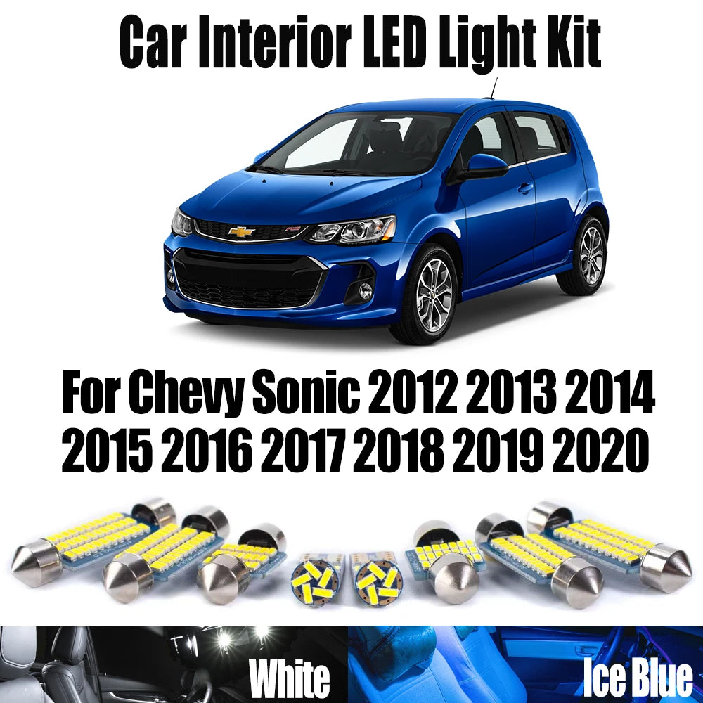 10-Piece LED Interior Light Kit for Chevy Sonic 2012- 2018 - Canbus Dome Map Door Trunk Bulbs | AUTOKITSHOP