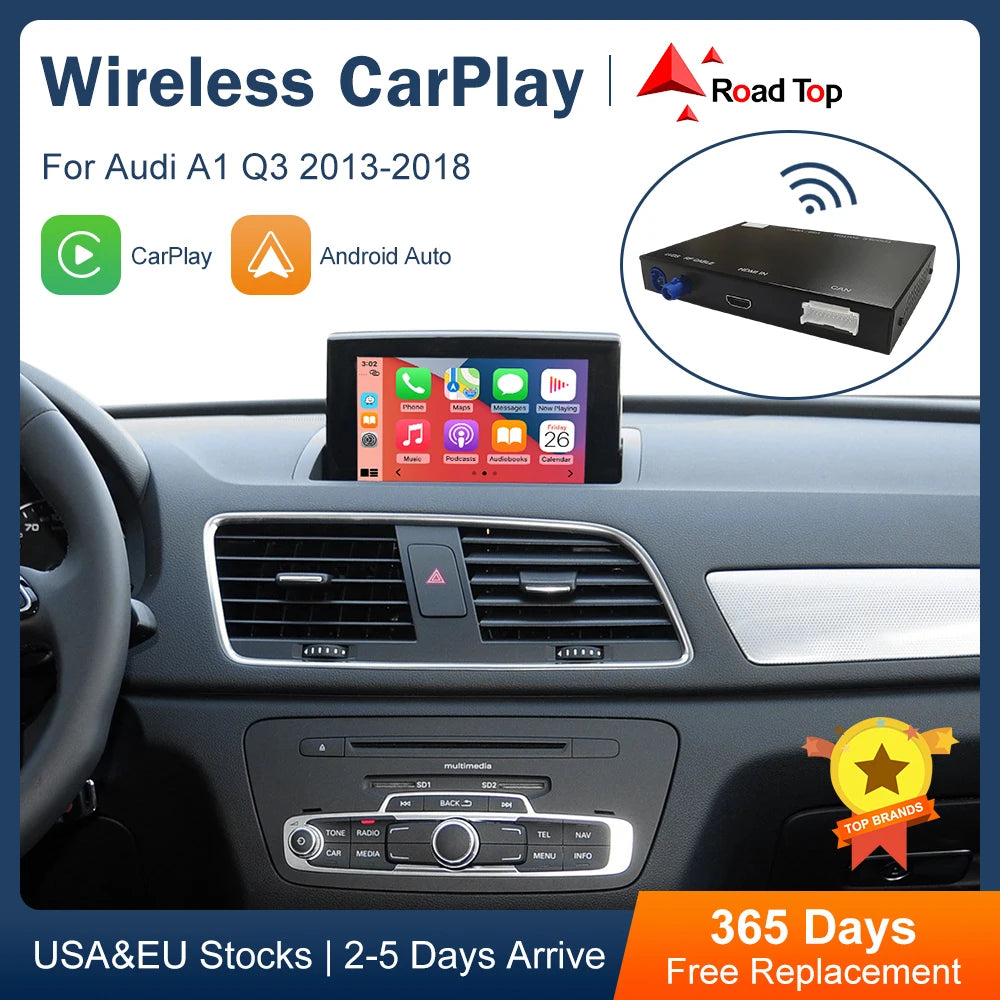 Road Top Wireless CarPlay Android Auto Interface for Audi A1 Q3 RMC 2013-2018, with AirPla | AUTOKITSHOP