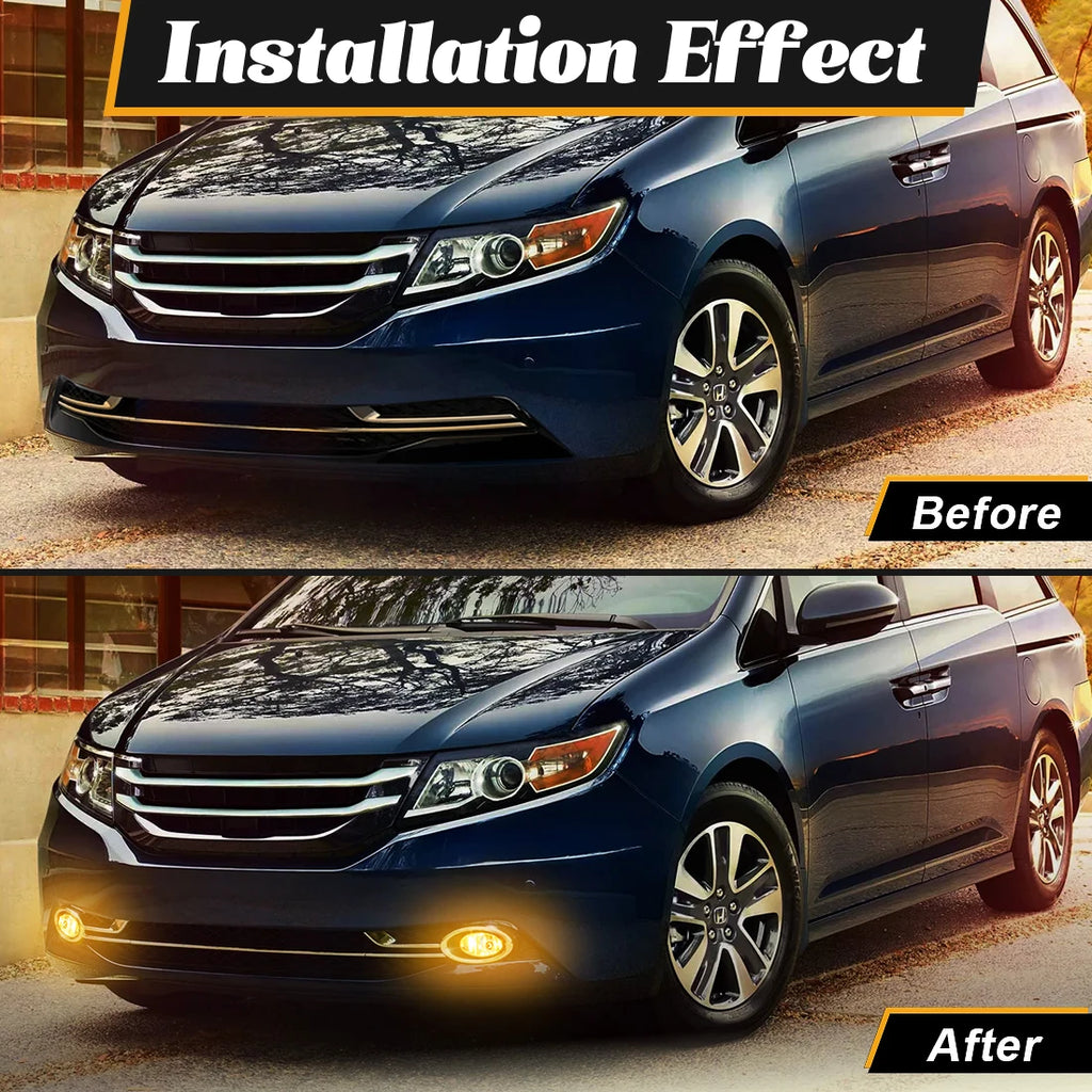 For Honda Odyssey 2014 2015 Fog Lamp Halogen Bumper Driving Daylight DRL Lights Chrome Tri | AUTOKITSHOP