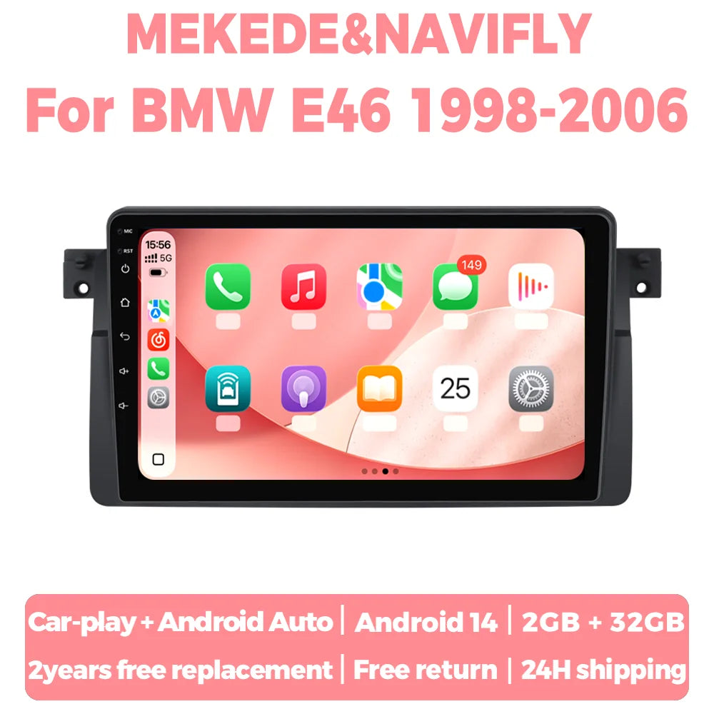 Autoradio For bmw E46 Rover 75 Coupe 318/320/325/330/335 Android 14 Car radio Multimedia P
