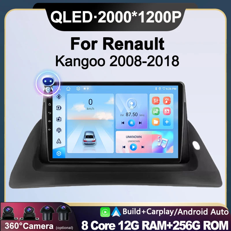 Car Radio Android OS For Renault Kangoo 2009 2010 - 2018 Wireless Carplay Multimedia Video | AUTOKITSHOP