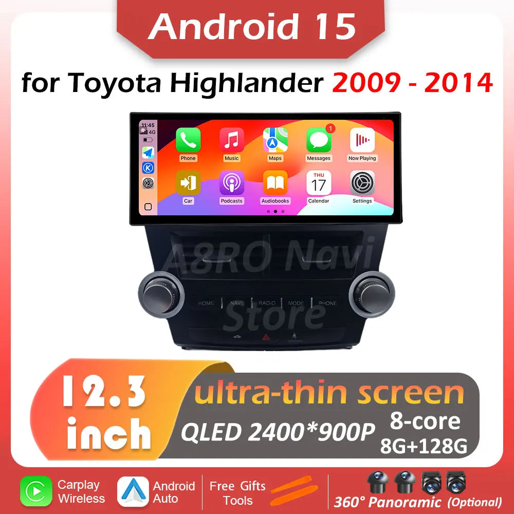 for Toyota Highlander 2009 2010 2011 2012 2013 2014 Android 15 Carplay Cooling fan Ultra-t | AUTOKITSHOP