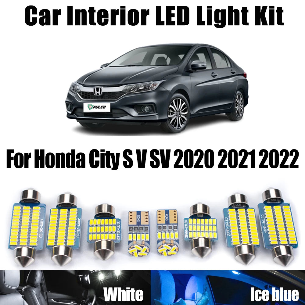 7-Piece LED Interior Light Kit for Honda City S V SV - Canbus Error-Free Bulbs | AUTOKITSHOP