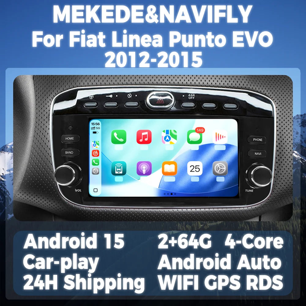 7" Android 15 Car Radio For Fiat Linea Punto EVO 2012-2015 Multimedia Player GPS Intellige