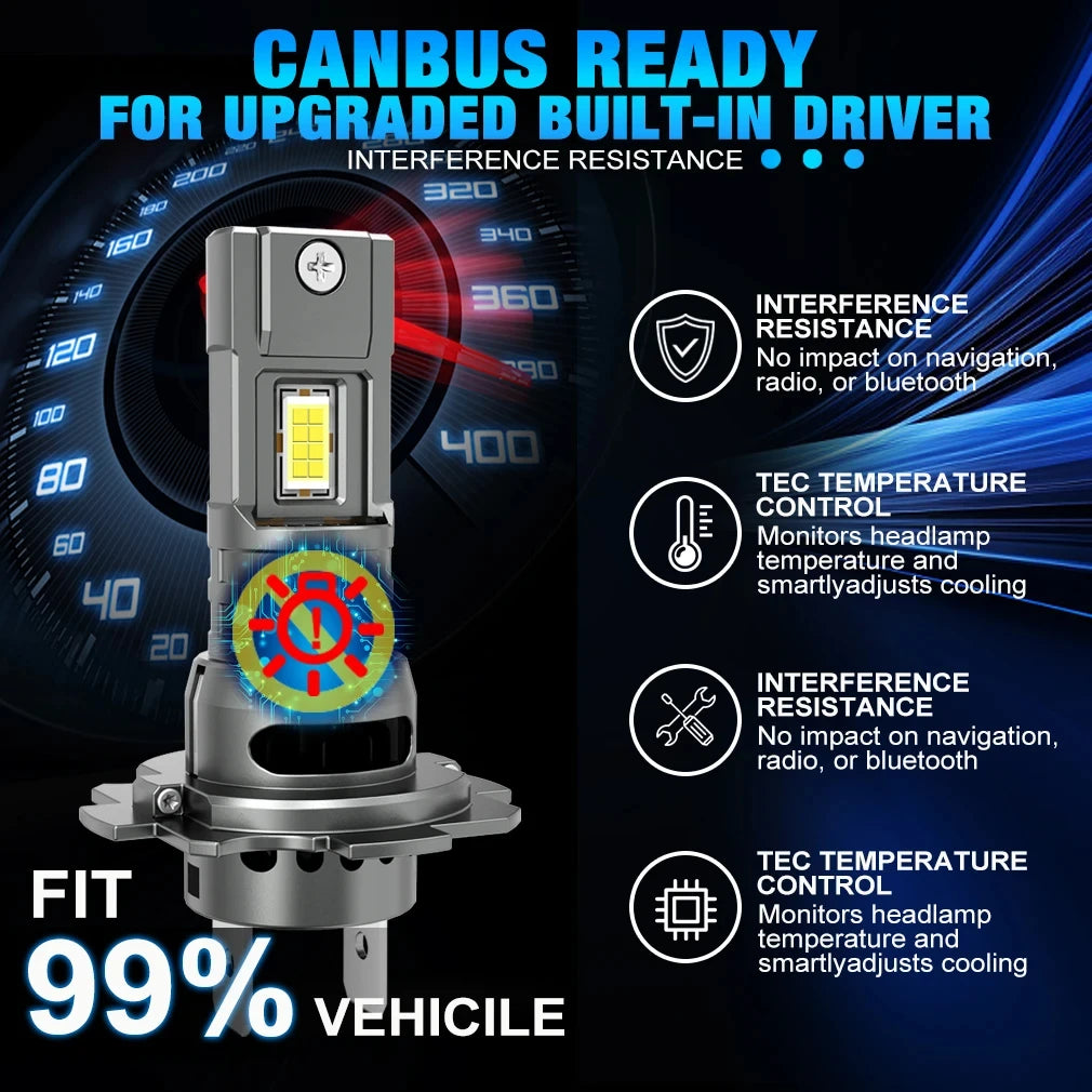 H7 LED Headlight Bulb Mini Wireless 60W 30000LM 6500K CSP for Car Headlamp Auto Diode Lamp