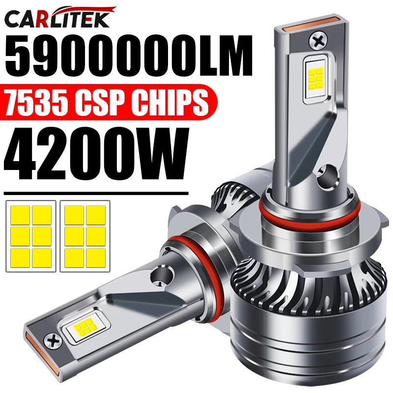 CARLtek 2PCS Car Light H7 H4 H1 9006 H11 H8 9005 HB3 HB4 9012 Super Bright LED Headlights