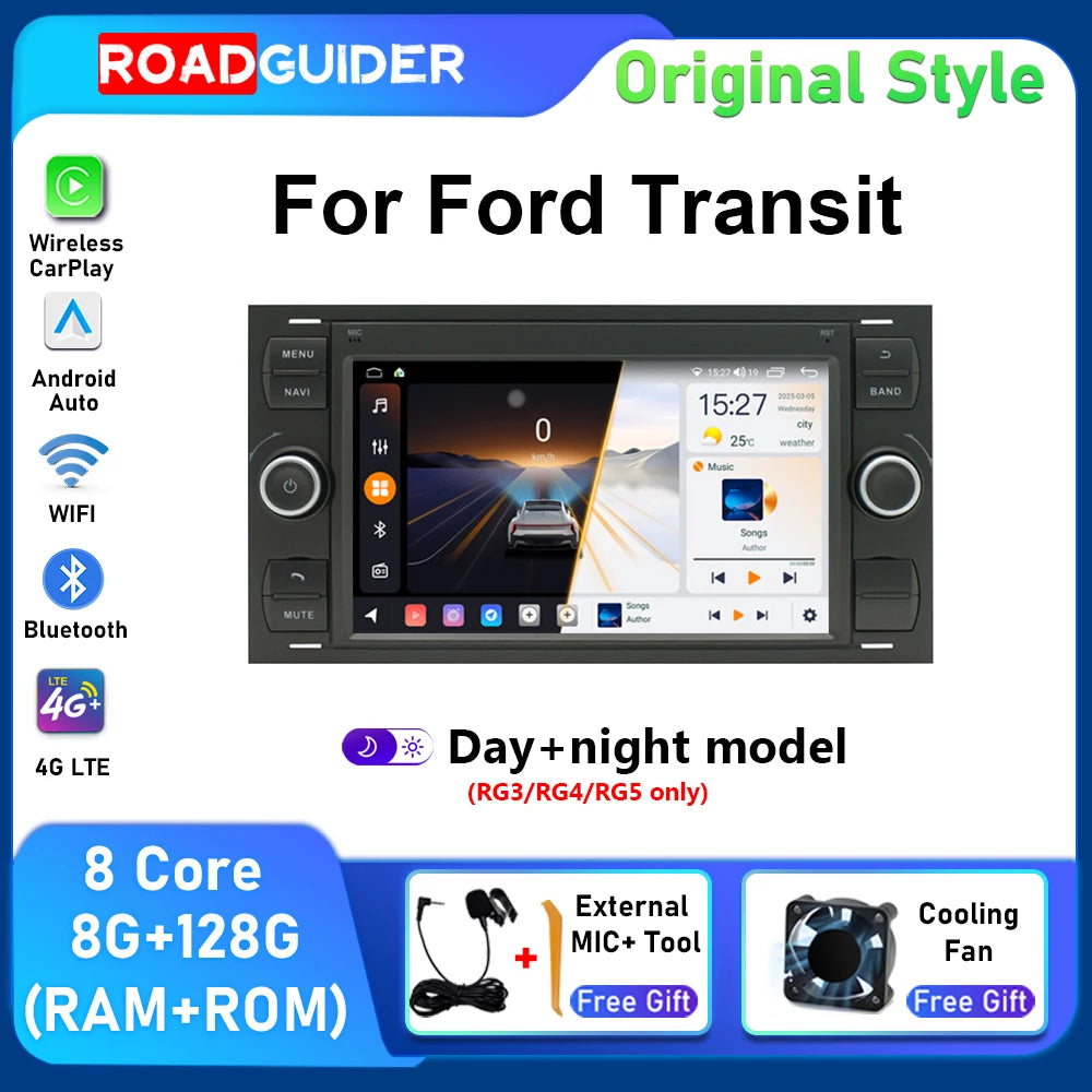 7inch Android 14 Carplay Screen For Ford Focus 2005-2007 Car Radio Multimedia Player Navig