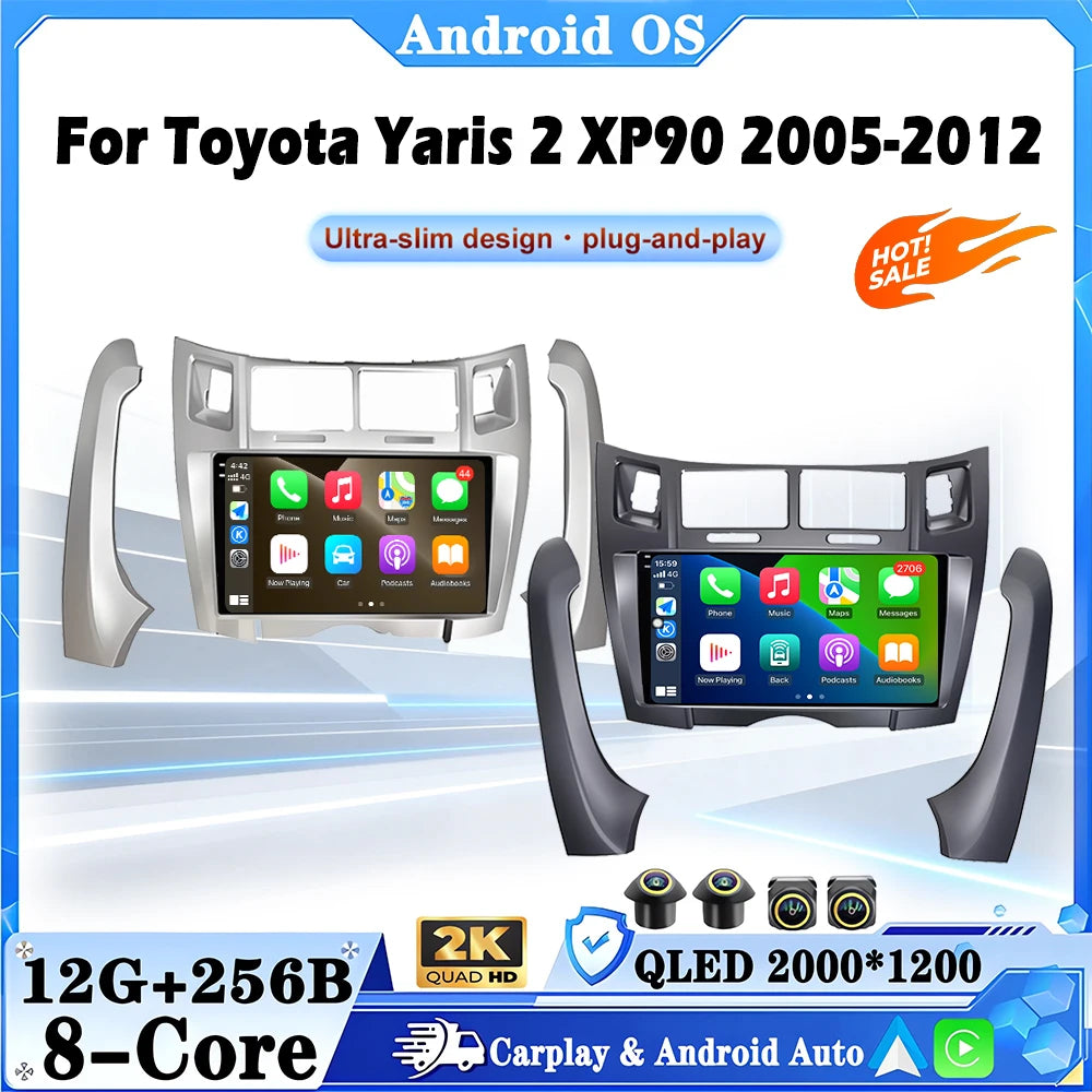 9 inch Android16 For Toyota Yaris 2 XP90 2005-2012 4G+WIFI Car Radio Multimedia Player Hea