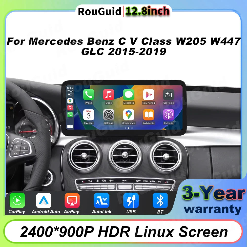 Wireless Carplay Linux Touch Screen For Mercedes Benz C V Class W205 W447 GLC NBT5.0 2015- | AUTOKITSHOP