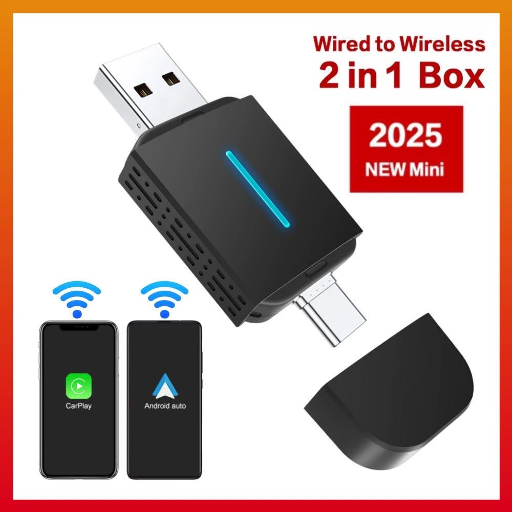 Dual Interface Wireless CarPlay Android Auto Wireless 2ln1 Adapter 5Ghz WiF Smart Dongle M | AUTOKITSHOP