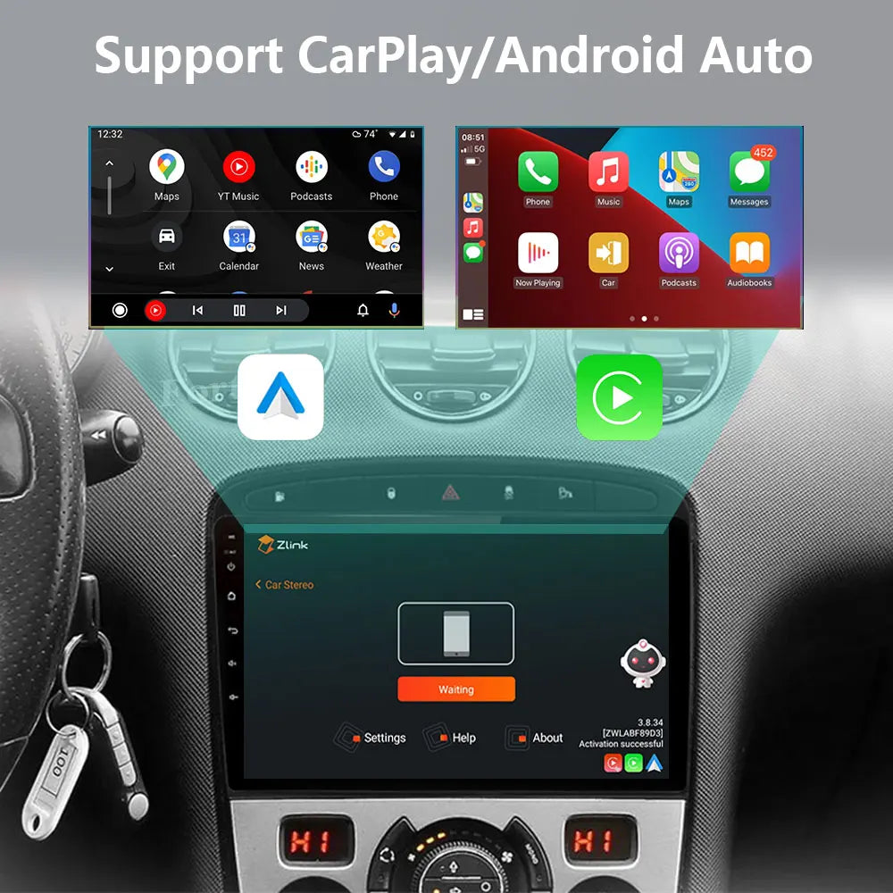 Android14 Auto Car Radio For Peugeot RCZ 308 SW 2007-2015 408 2012 - 2020 Multimedia GPS N