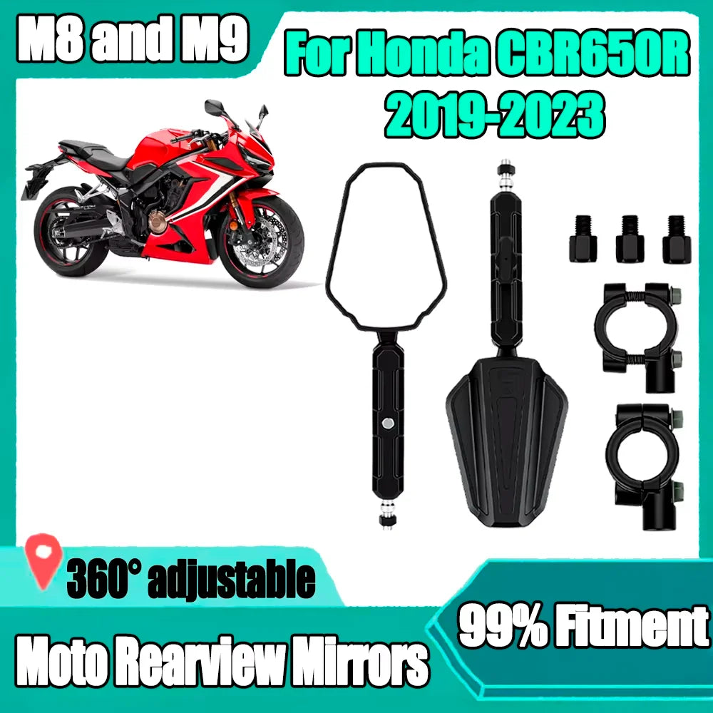 360° Adjustable New Motorcycle Rearview Mirrors With Screw Off Road Wide Side Mirror For H